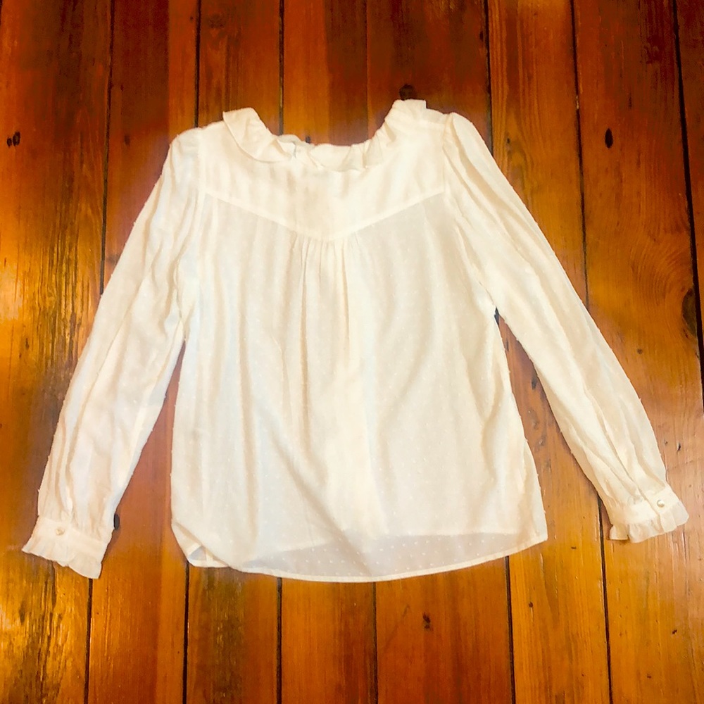 Sundance White Ruffled Button-Up Blouse - Picture 2 of 3